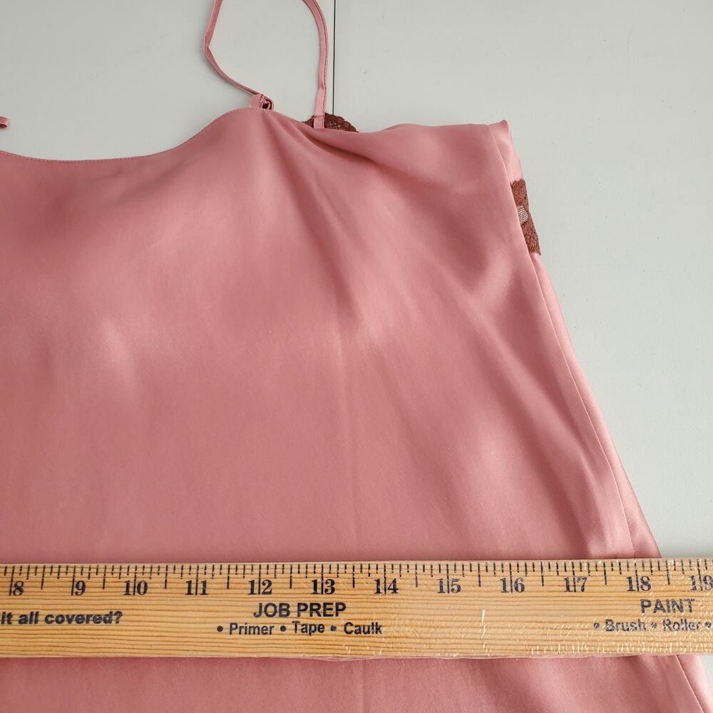 Pink Brown Silk Satin Lace Slip Dress M Retro Lingerie Coquette Romance Y2K 2016 - Picture 8 of 11